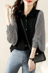 Sleeve Striped Elegant Blouse Shirt
